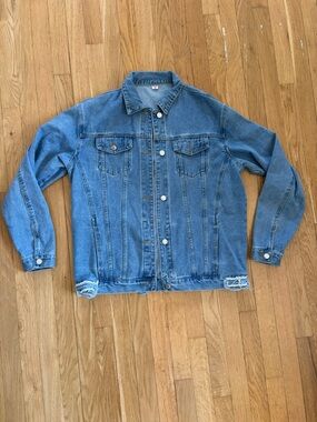 Denim Distressed Oversized Jacket